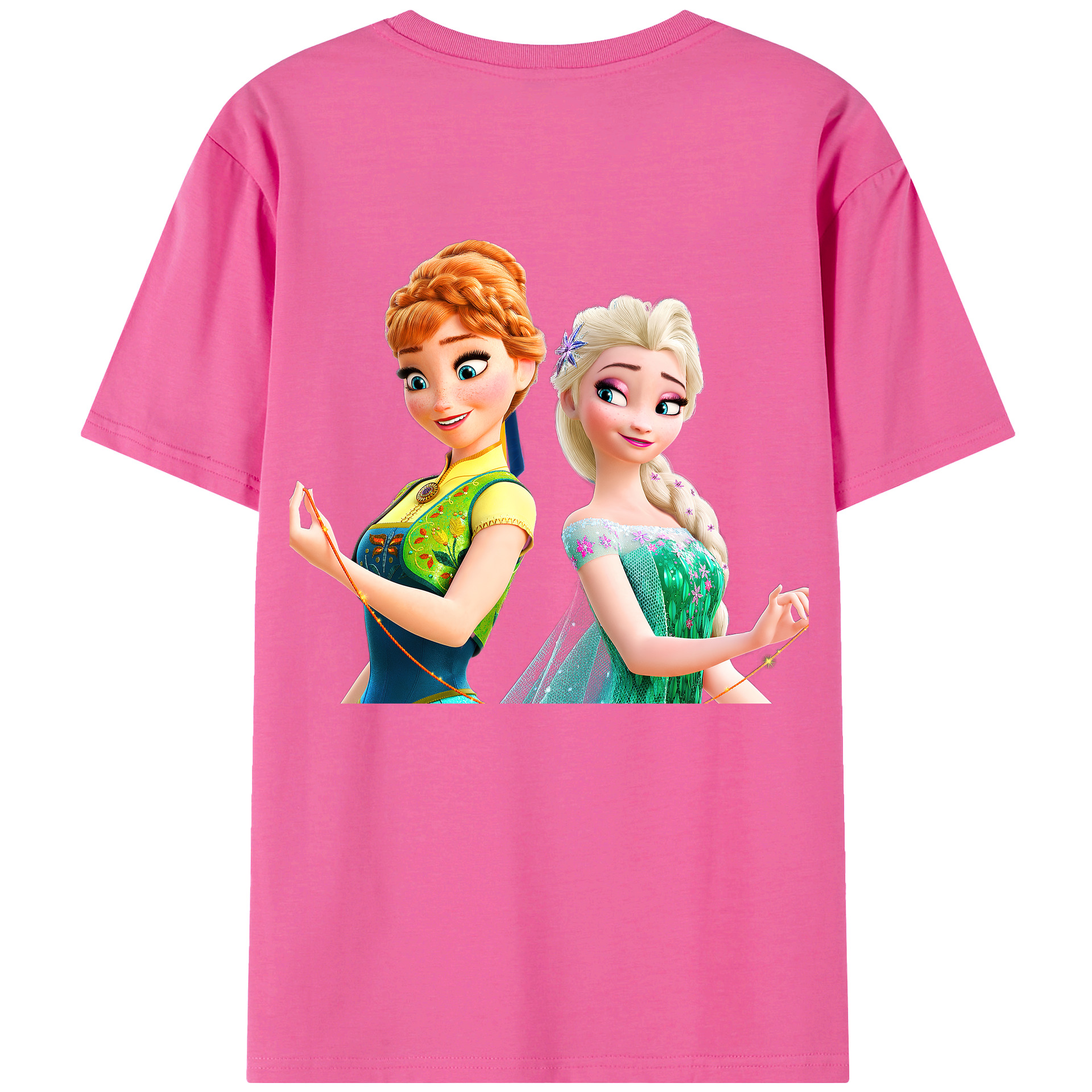 （画像用） アナと雪の女王 アンナ エルサ Frozen Anna Elsa レディース半袖Tシャツ(バックプリント)